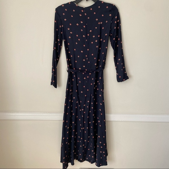 H&M | Lyocell Blend Belted Midi Dress Navy Floral - Picture 6 of 8